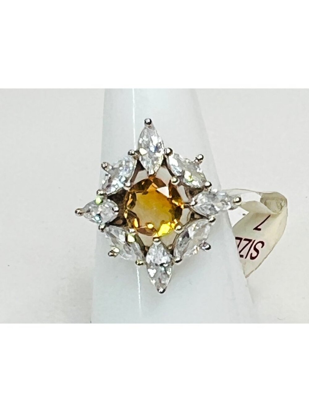 Ring Bomb Party Ring, NWOT, Size 7, peach color stone, silver color band